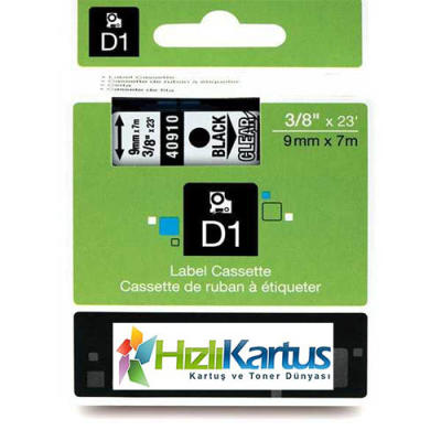 Dymo D1 40910 Black On Transparent Compatible Label Ribbon 9mm x 7m - DYMO
