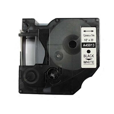 Dymo D1 45013 Beyaz Üzerine Siyah Muadil Etiket Şeridi 12mm x 7m (T10770) - DYMO