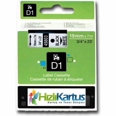 Dymo D1 45803 Black On White Compatible Label Ribbon 19mm x 7m - DYMO