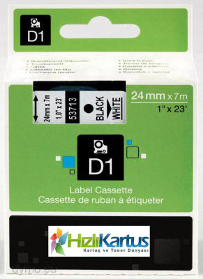 Dymo D1 53713 Black On White Compatible Label Ribbon 24mm x 7m - DYMO