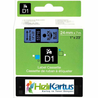 Dymo D1 53716 Black On Cyan Compatible Label Ribbon 24mm x 7m - DYMO