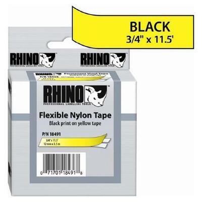 DYMO - Dymo Rhino Pro 18756 Sarı-Siyah Naylon Şerit 12mm x 3.5m