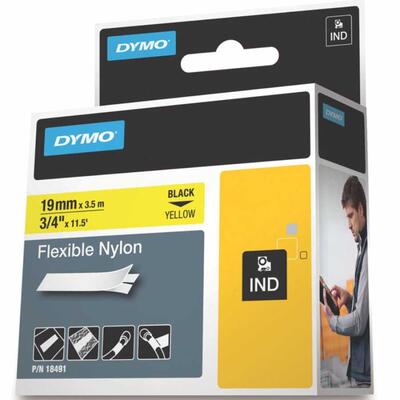 DYMO - Dymo Rhino Pro Yellow Black Flexible Nylon Ribbon 19mm x 3,5m - 18491