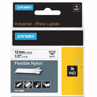 DYMO - Dymo RhinoPro 18488 White/Black Flexible Nylon Ribbon 12 mm x 3.5 m