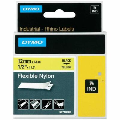 Dymo RhinoPro 18490 Yellow-Black Original Nylon Ribbon 12mm x 3.5m - DYMO