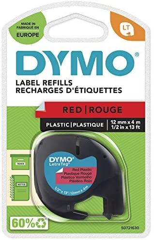 Dymo S0721630 Kırmızı LetraTag Plastik Şerit 12mm x 4m (T16359)