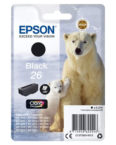 Epson C13T260140 (26) Black Original Cartridge - XP-600