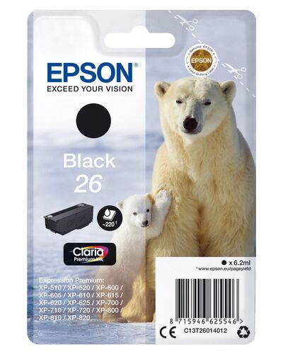 Epson C13T260140 (26) Black Original Cartridge - XP-600 - 1