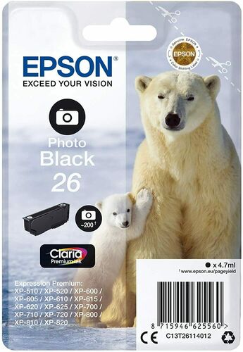 Epson C13T261140 (26) Photo Black Original Cartridge - XP-600 - 1