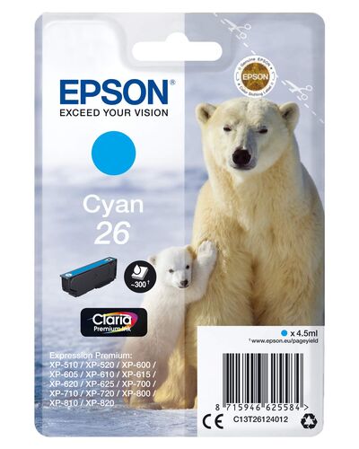 Epson C13T261240 (26) Cyan Original Cartridge - XP-600 