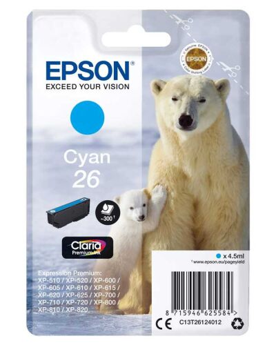 Epson C13T261240 (26) Cyan Original Cartridge - XP-600 - 3