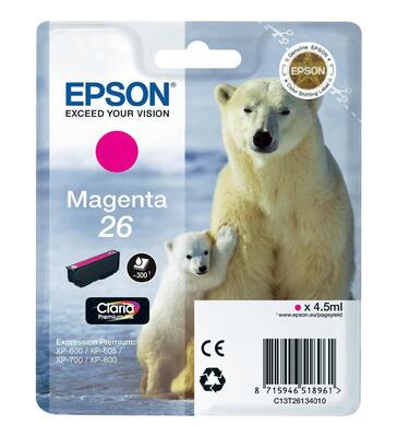 EPSON - Epson C13T261340 (26) Magenta Original Cartridge - XP-600 
