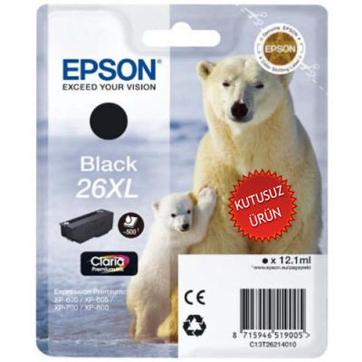 EPSON - Epson C13T262140 (26XL) Siyah Orjinal Kartuş - XP-600 (U) (T8598)