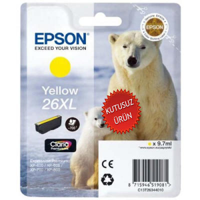 EPSON - Epson C13T263440 (26XL) Sarı Orjinal Kartuş - XP-600 (U) (T8596)