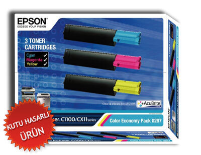 EPSON - Epson C13S050287 3 Color Echonomic Original Toner - C1100 / CX11 (Damaged Box)