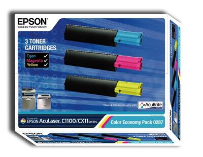 EPSON - Epson C1100/CX11 S050287 3 Renk Ekonomik Orjinal Toner-C/M/Y