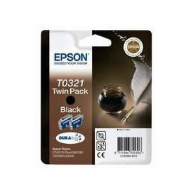 EPSON - Epson C13T032142 (T0321) İkili Paket Siyah Orjinal Kartuş - Stylus C70 / C80