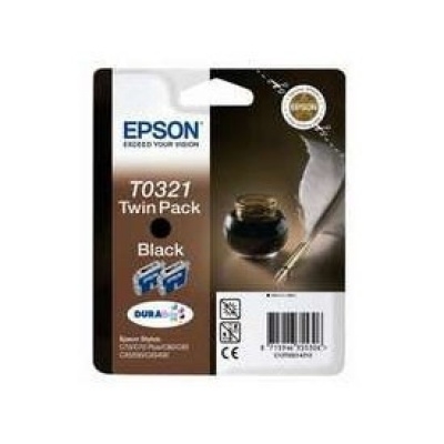 Epson C13T032142 (T0321) Twin Pack Black Original Cartridge - Stylus C70 / C80 - 1