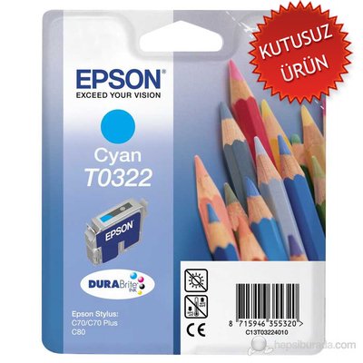 EPSON - Epson C13T032240 (T0322) Mavi Orjinal Kartuş (U)