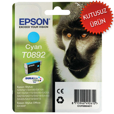 EPSON - Epson C13T08924020 (T0892) Cyan Original Cartridge - Stylus SX105 (Without Box)
