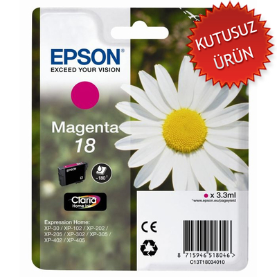 EPSON - Epson C13T18034020 (18) Magenta Original Cartridge - XP-202 (Without Box)