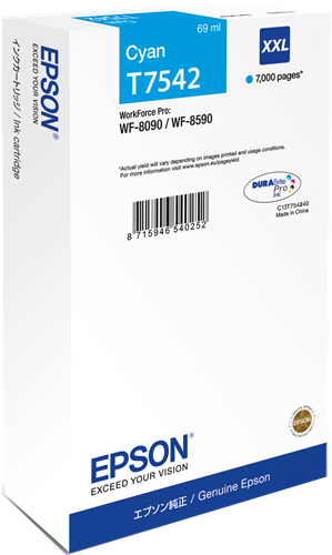 Epson C13T754240 (T7542) Cyan Original Cartridge - WF-8090 / WF-8590 - 2