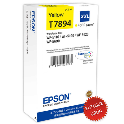 EPSON - Epson C13T789440 (T7894) Yellow Original Cartridge - WF-5110 / WF-5190 (Without Box)