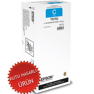 EPSON - Epson C13T878240 (T8782) Cyan Original Cartridge - WF-R5690DTWF (Damaged Box)