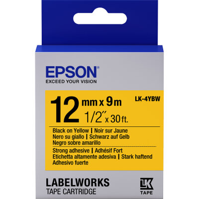 Epson C53S654014 (LK-4YBW) Sarı Üzerine Siyah Orjinal Etiket Şeridi - LW-400VP - EPSON
