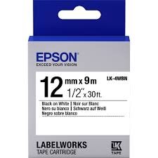 Epson C53S654021 (LK-4WBN) Beyaz Üzerine Siyah Orjinal Etiket Şeridi - LW-400VP - 1