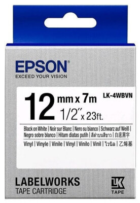 Epson C53S654041 (LK-4WBVN) Beyaz Üzerine Siyah Orjinal Etiket Şeridi - LW-K400VP - EPSON