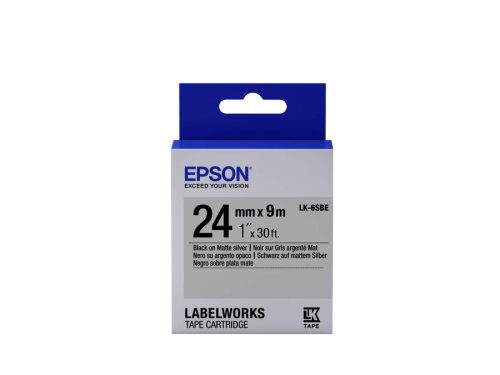 Epson C53S656009 (LK-6SBE) Mat Gümüş Üzerine Siyah Orjinal Etiket Şeridi - LW-600P - 1