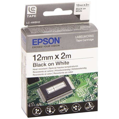 Epson LC-4WBH2 Siyah - Beyaz Orjinal Etiket (12mm x 2 m) - 1