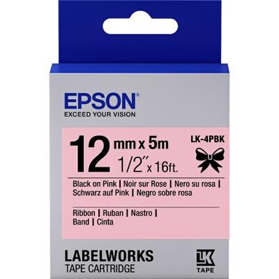 Epson C53S654013 (LK-4PBK) Pembe Üzerine Siyah Orjinal Etiket Şeridi - LW-400 (T11363) - EPSON