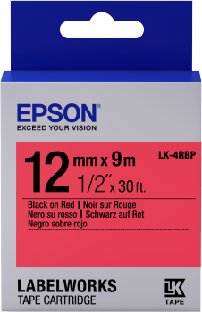 Epson C53S654007 (LK-4RBP) Kırmızı Üzerine Siyah Orjinal Etiket Şeridi - LW-400 (T11356)