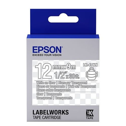 Epson C53S654013 (LK-4TWN) Transparan Üzerine Beyaz Orjinal Etiket Şeridi - LW-400 (T11361)