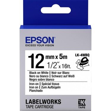 Epson LK-4WBQ Siyah - Beyaz Orjinal Etiket (12mm x 5m) - 1
