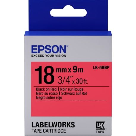 Epson C53S655002 (LK-5RBP) Kırmızı Üzerine Siyah Orjinal Etiket Şeridi - LW-400 / LW-600P (T11360)
