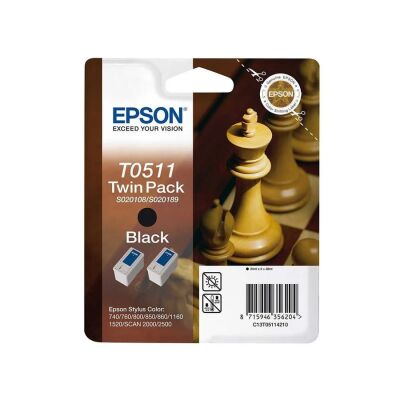 Epson T0511 (C13T05114220) 2Li Paket Siyah Orjinal Kartuş - Stylus Color 1160 - 2