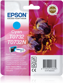 EPSON - Epson C13T10524A10 (T0732) Cyan Original Cartridge - TX105 / TX110