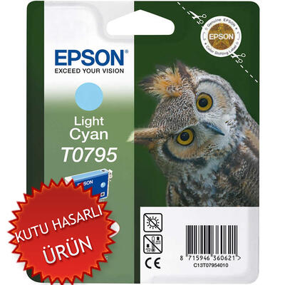 EPSON - Epson C13T07954020 (T0795) Lıght Cyan Original Cartridge - Stylus Photo 1400 (Damaged Box)