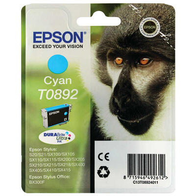 EPSON - Epson C13T08924020 (T0892) Cyan Original Cartridge - Stylus SX105