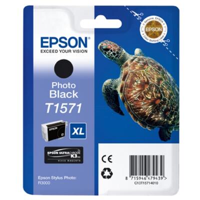 EPSON - Epson C13T15714010 (T1571) Foto Siyah Orjinal Kartuş - Stylus Photo R3000 (T12601)
