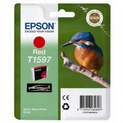 EPSON - Epson C13T15974010 (T1597) Kırmızı (Red) Orjinal Kartuş - Stylus Photo R2000 (T1678)