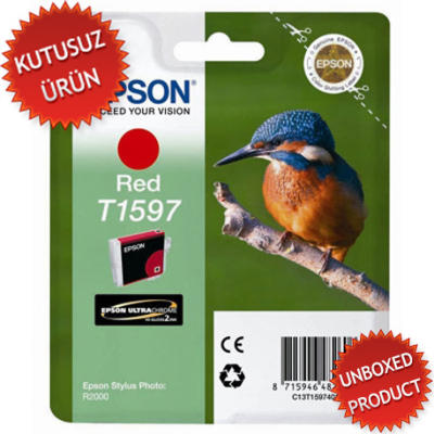EPSON - Epson C13T15974010 (T1597) Red Original Cartridge - Stylus Photo R2000 (Without Box)