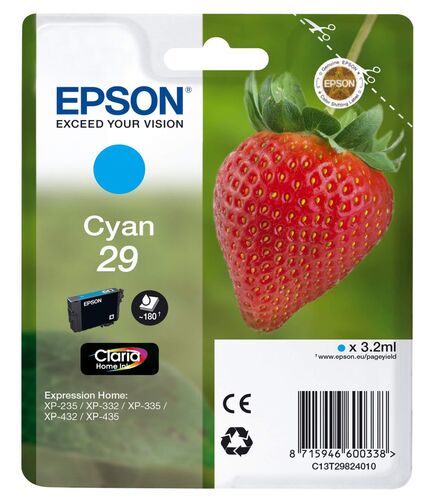 Epson C13T29824022 (T2982) Cyan Original Cartridge - XP-235 / XP-435