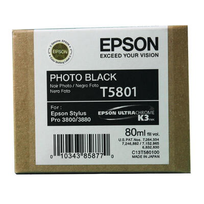 EPSON - Epson C13T580100 (T5801) Photo Black Original Cartridge - Stylus Pro 3800