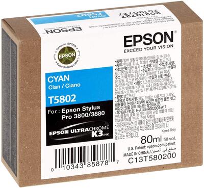 EPSON - Epson C13T580200 (T5802) Cyan Original Cartridge - Stylus Pro 3800