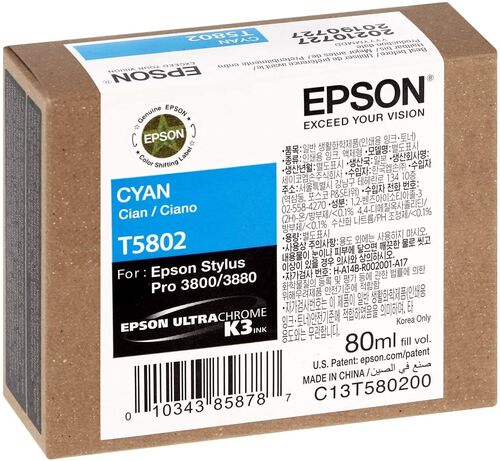 Epson C13T580200 (T5802) Cyan Original Cartridge - Stylus Pro 3800