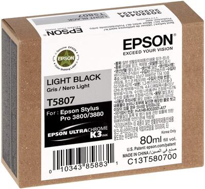 EPSON - Epson C13T580700 (T5807) Light Black Original Cartridge - Stylus Pro 3800